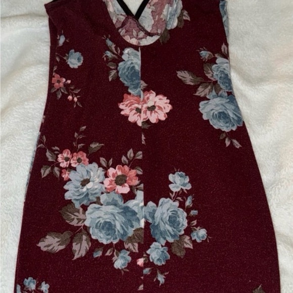 Joe & Elle Burgundy Floral Mini Dress - Picture 3 of 3